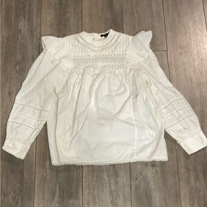 J. Crew White Ruffle Blouse, Medium